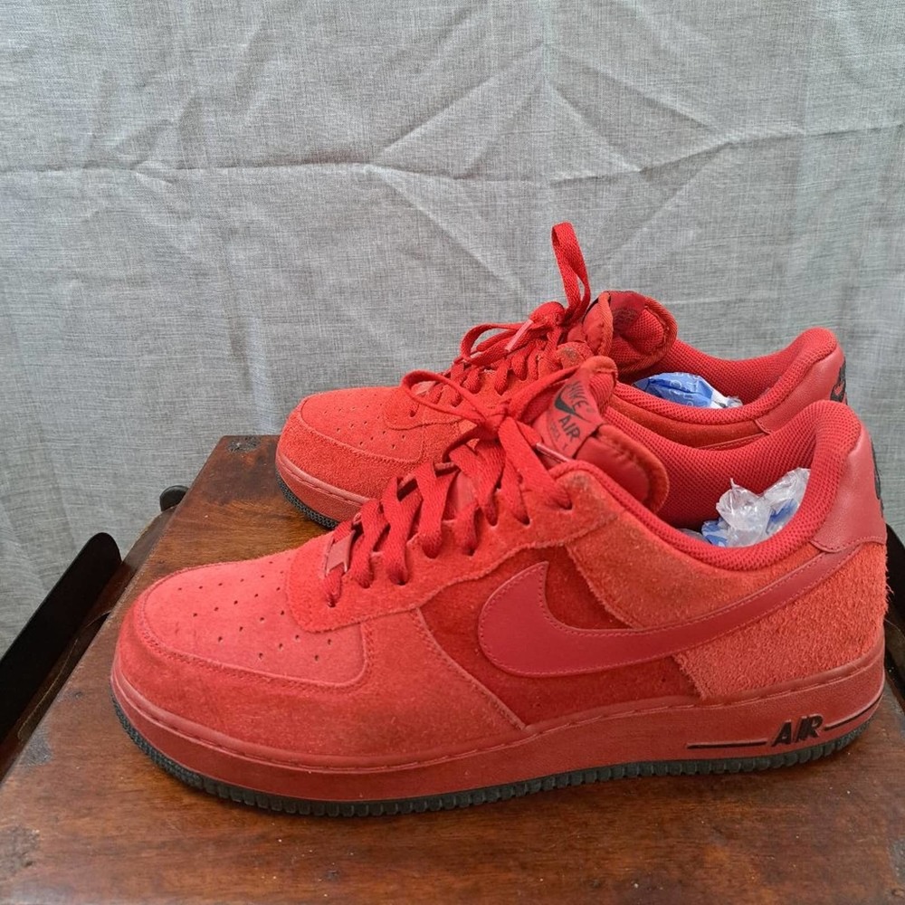 %Nike Air Force 1 ‘07 Varsity Red Suede Men’s Shoes Sz 12 / 315122-608 / A 32